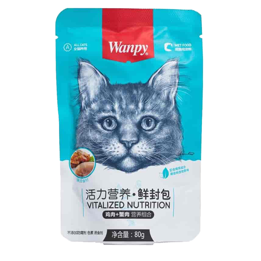 پوچ گربه ونپی Wanpy با طعم مرغ و خرچنگ